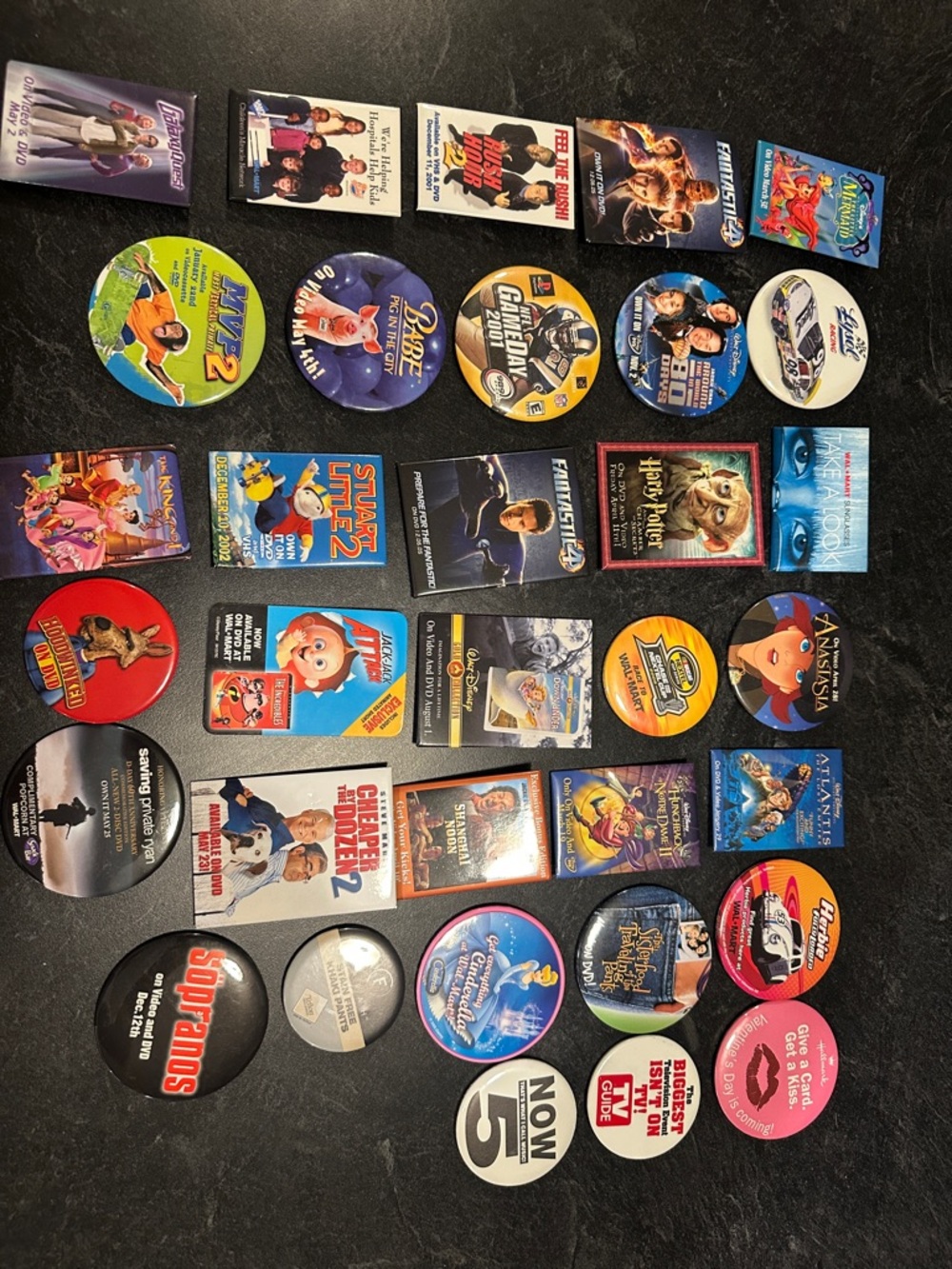 Assorted Movie & TV Promotional Buttons and Pins - Colorful Mix